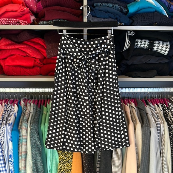 Unbranded black/white polka dot tie front back elastic waistband skirt size S - Picture 1 of 3